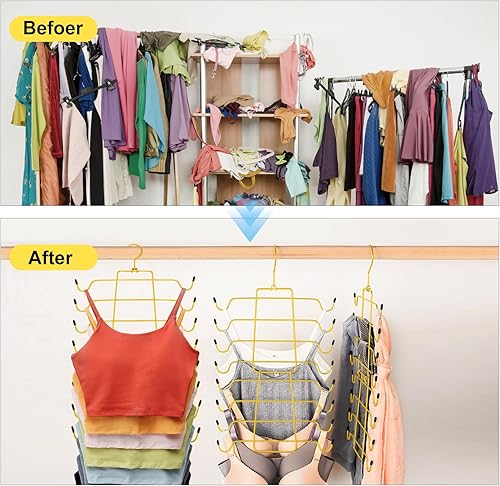Miniatura 2 de YIYUE Paquete de 2 organizadores de brasieres, colgador de camiseta sin mangas que ahorra espacio, soporte plegable para colgar, soporte para