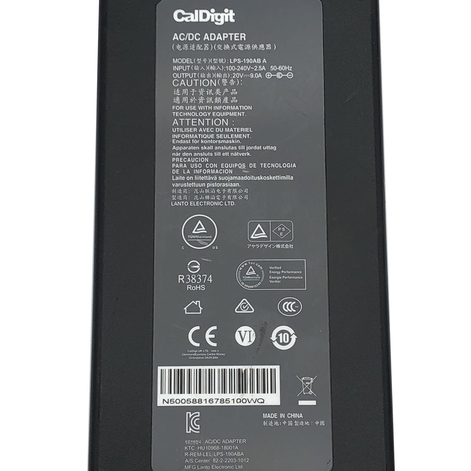 Amazon.com: CalDigit LPS-190AB A AC/DC Adapter 180W 20V 9A Power