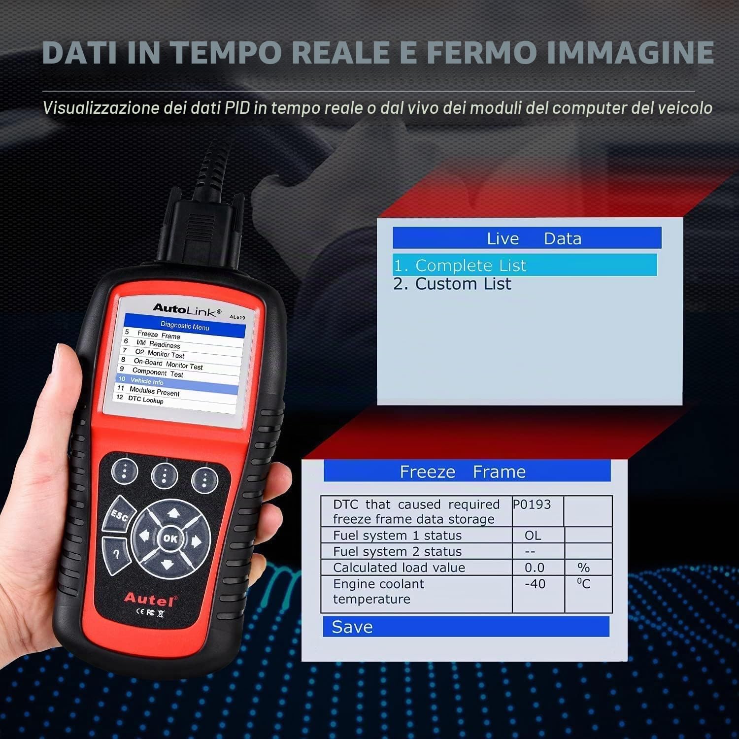 Autel AutoLink AL619 Strumento Diagnostico Auto con ABS SRS OBD2 CAN | diagnostica Lettore Codice Auto