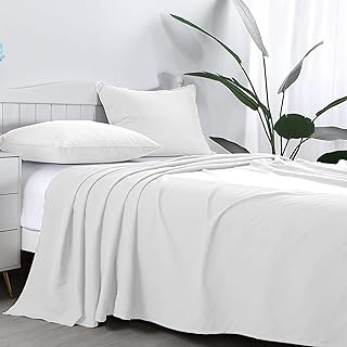 AR Ware Flat Sheets Double 100% Egyptian Cotton 300 TC- Breathable and Fade Resistant - Non Iron Hotel Quality Flat Bed Sheet (230 x 255cm, White)