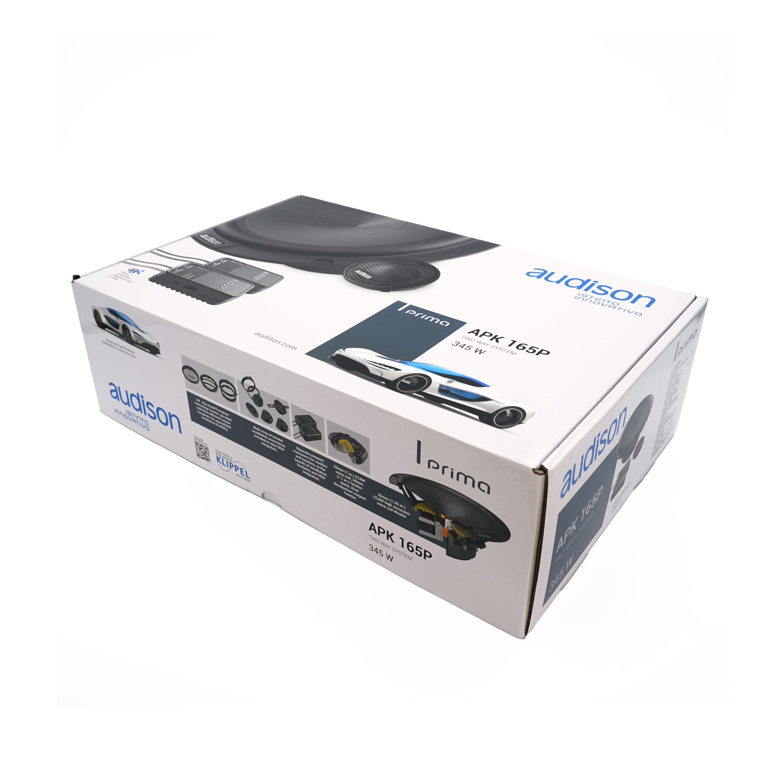 Audison APK 165P - Sistema audio a 2 vie per auto con woofer AP 6.5P da 165 mm, tweeter AP 1P da 25 mm e crossover passivo, risposta dinamica e potenza di picco 345W