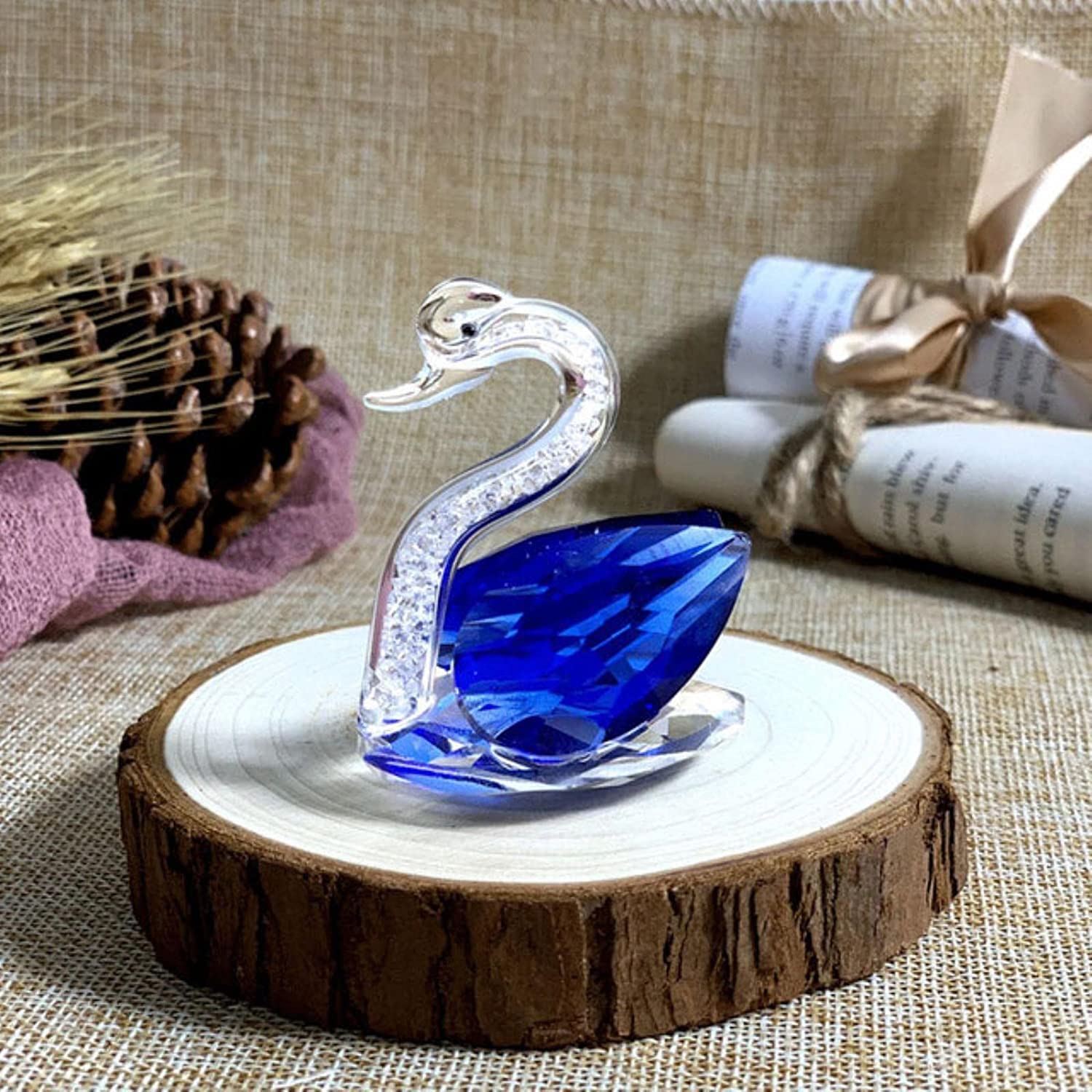 Sdydsge Blu Crystal Ornaments, Crystal Gifts,Glass Figurines,1 Pc 6 Colors Cute Swan Collection Diamond Animal Paperweight Table Craft Home Decor Pink (Color : )(Blu)