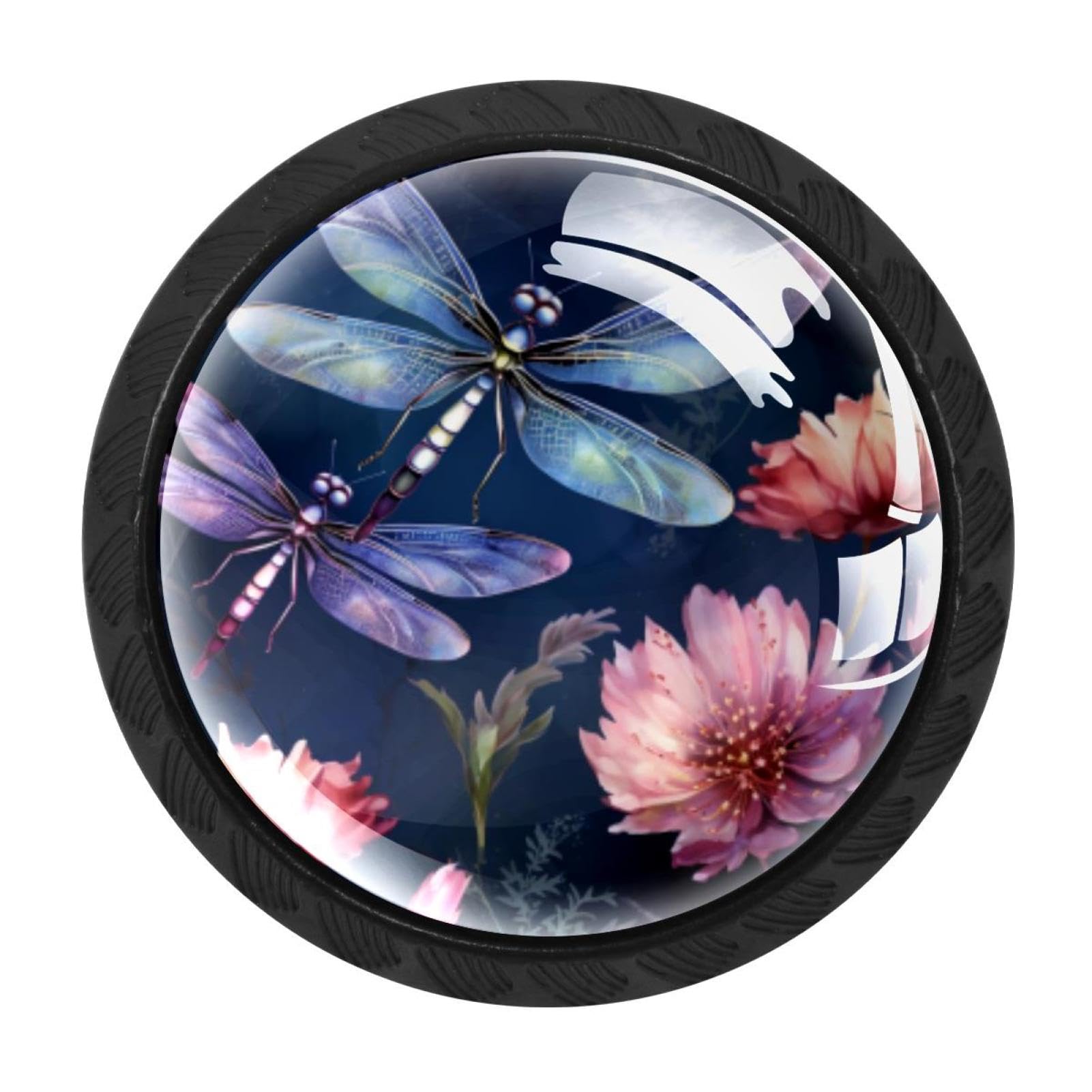CHENZZZZ 4 Pack Cabinet Handles Black Dragonfly Cabinet Knobs Draw