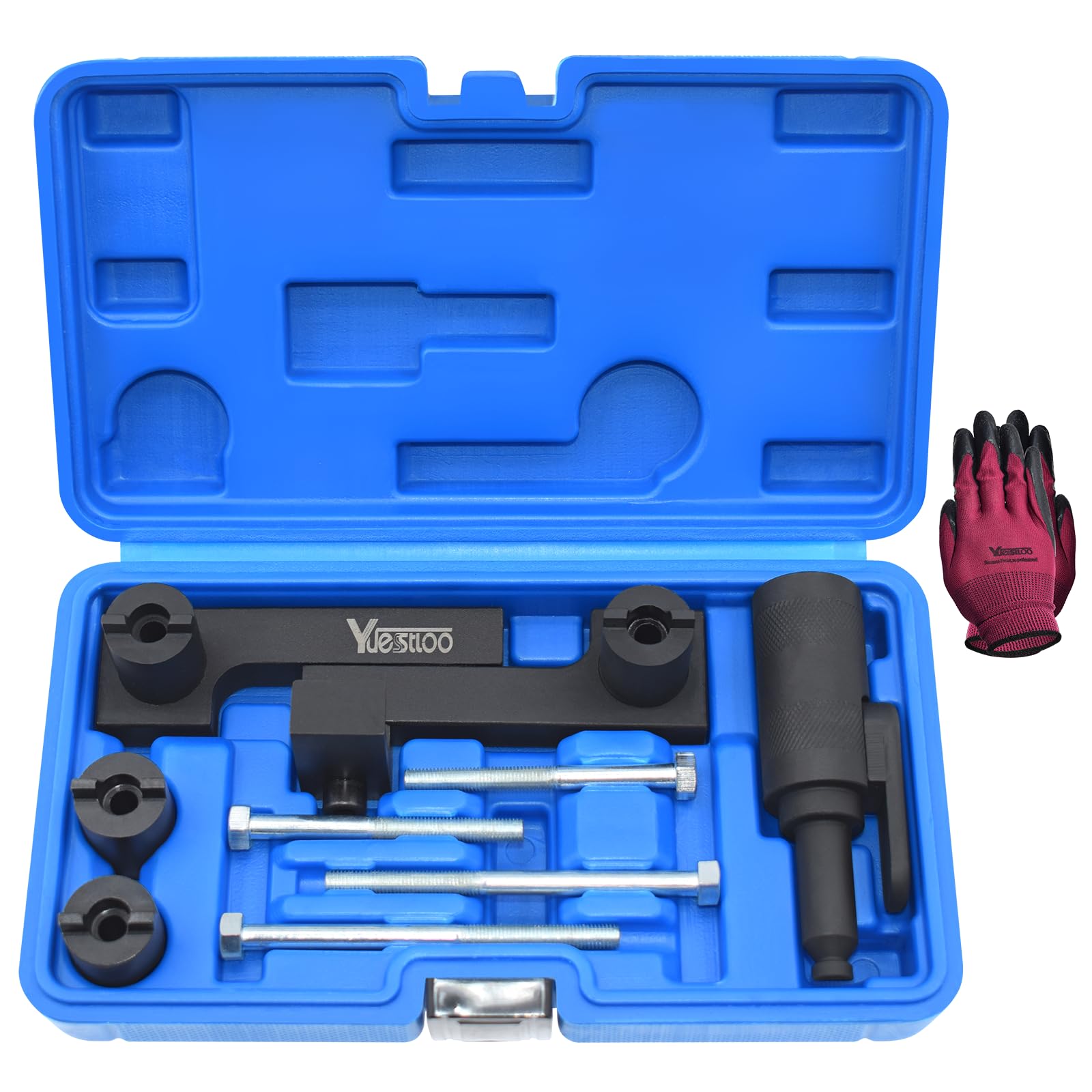 Camshaft & Crankshaft Timing Locking Tool Kit, Compatible with Volvo S40 S60 XC90 V70 S80 2.0 2.3 2.4 2.5 2.8 2.9T, 4 5 6 Cylinder Engine, Replace 9995452 9995451, with Case & Gloves