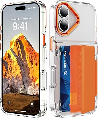 Wallet Case for iPhone 17 Case with Card Holder Orange JF