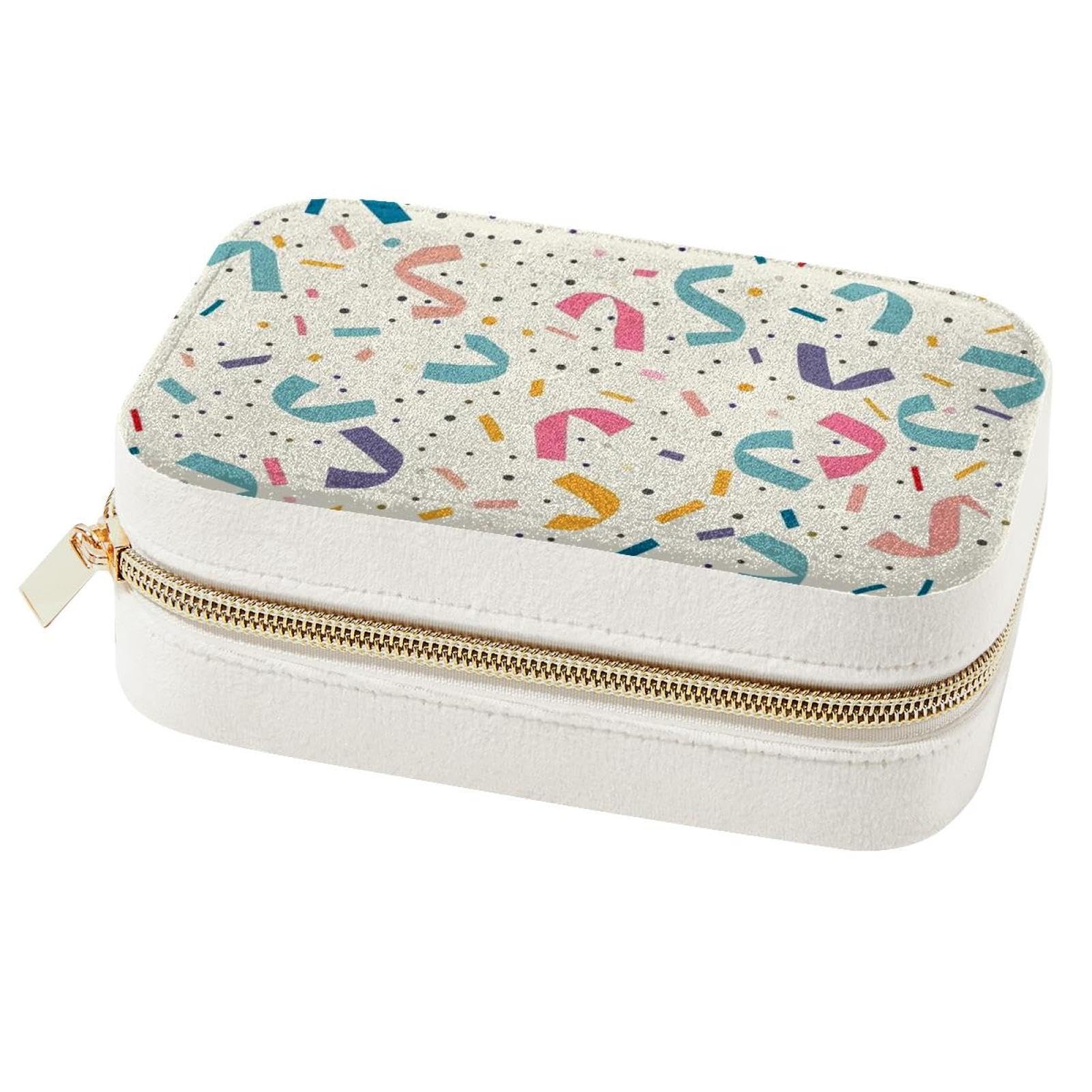 Boîte à bijoux à confettis pastel : finis les colliers emmêlés en voyage avec ce rangement