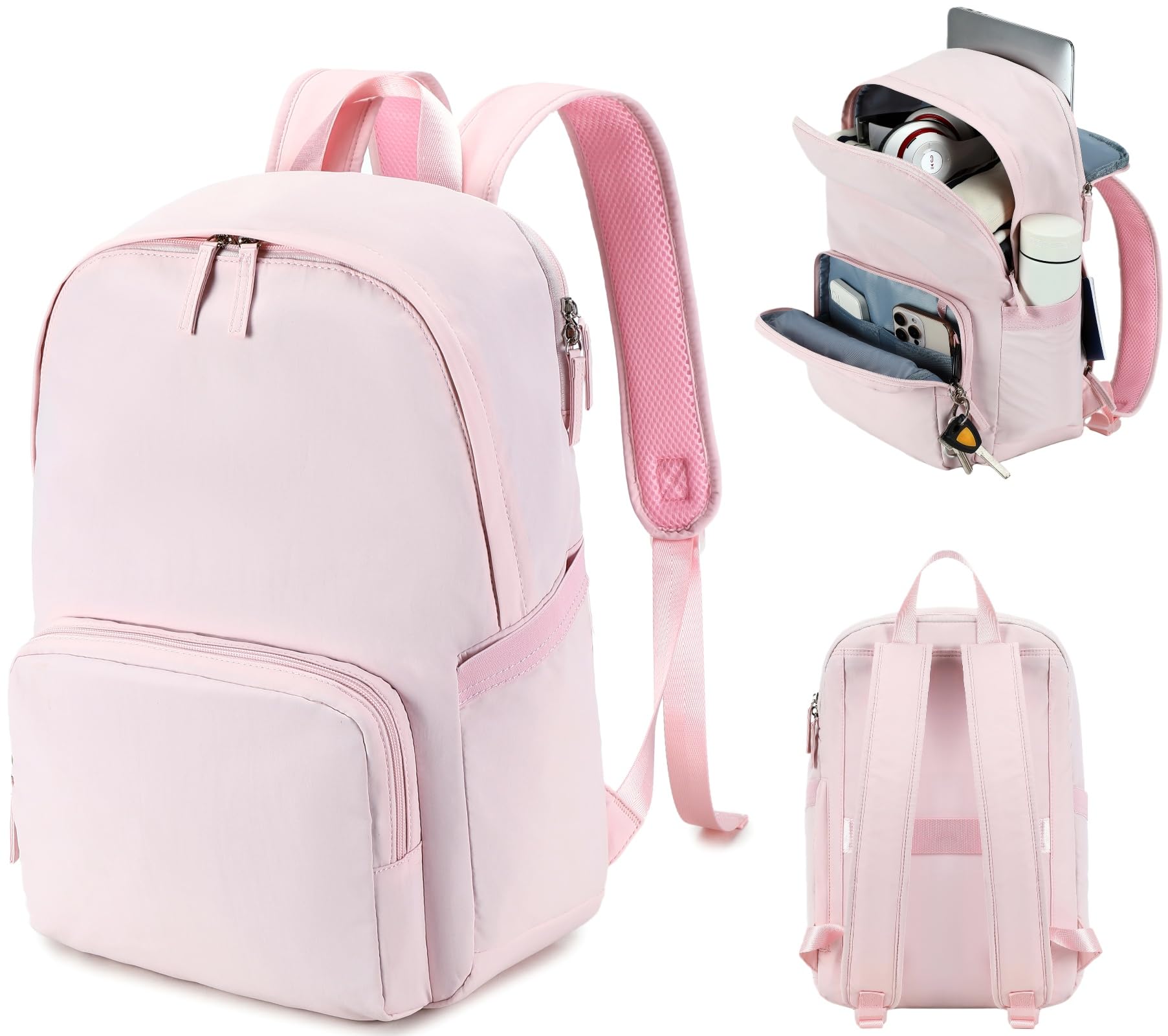 BTOOP Backpack for School Girls Teens Lightweight College Bookbag Casual Work Travel Laptop Backpack for Women Water Resistant Pink Backpacks(Pink)