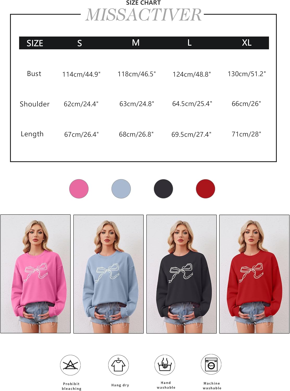 MISSACTIVER Women Bow Graphic Sweatshirts Oversized Pullover Sweatshirts Crewneck Pullover Tops 2025 Fall Fashion Clothes - Image 6