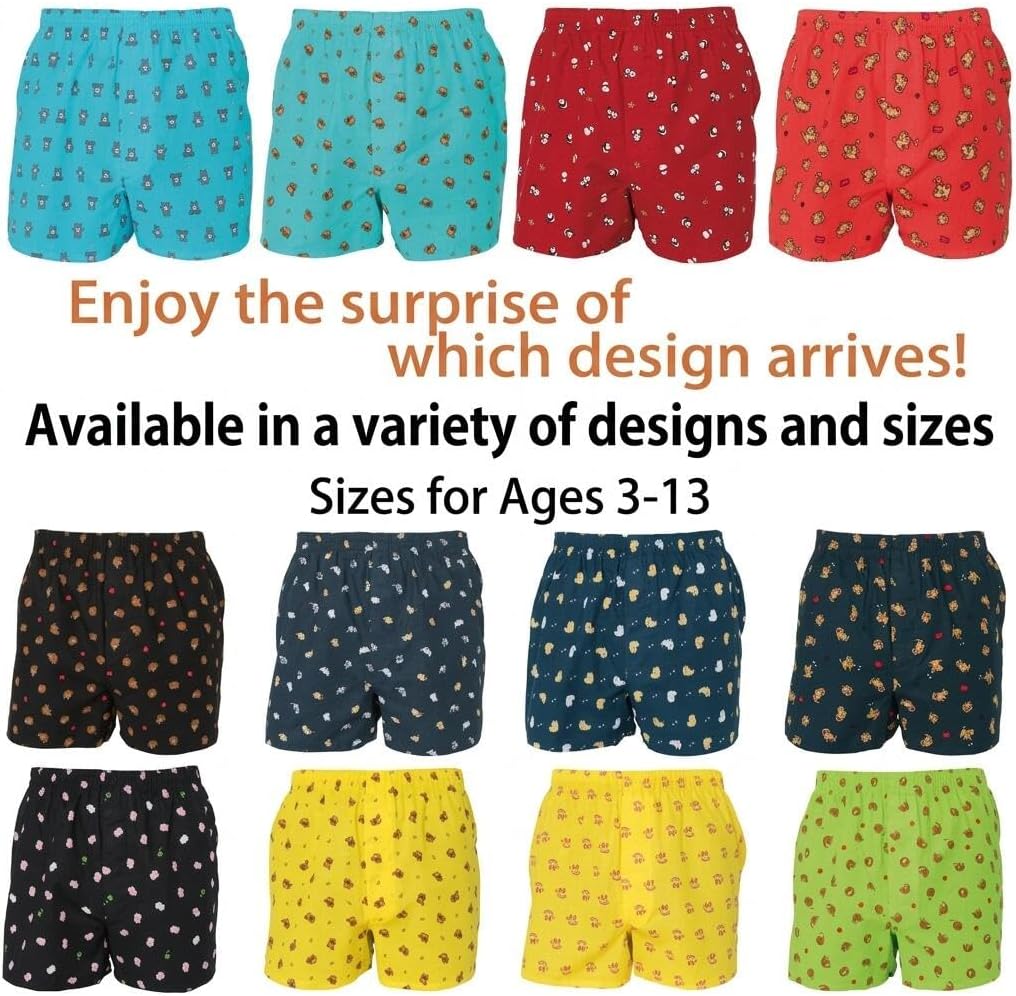 Y's factory Boys’ Boxer Shorts – Animal Print, Assorted 3-Pack, Front Open Fly, 100% Cotton, Soft & Breathable Kids Underwear