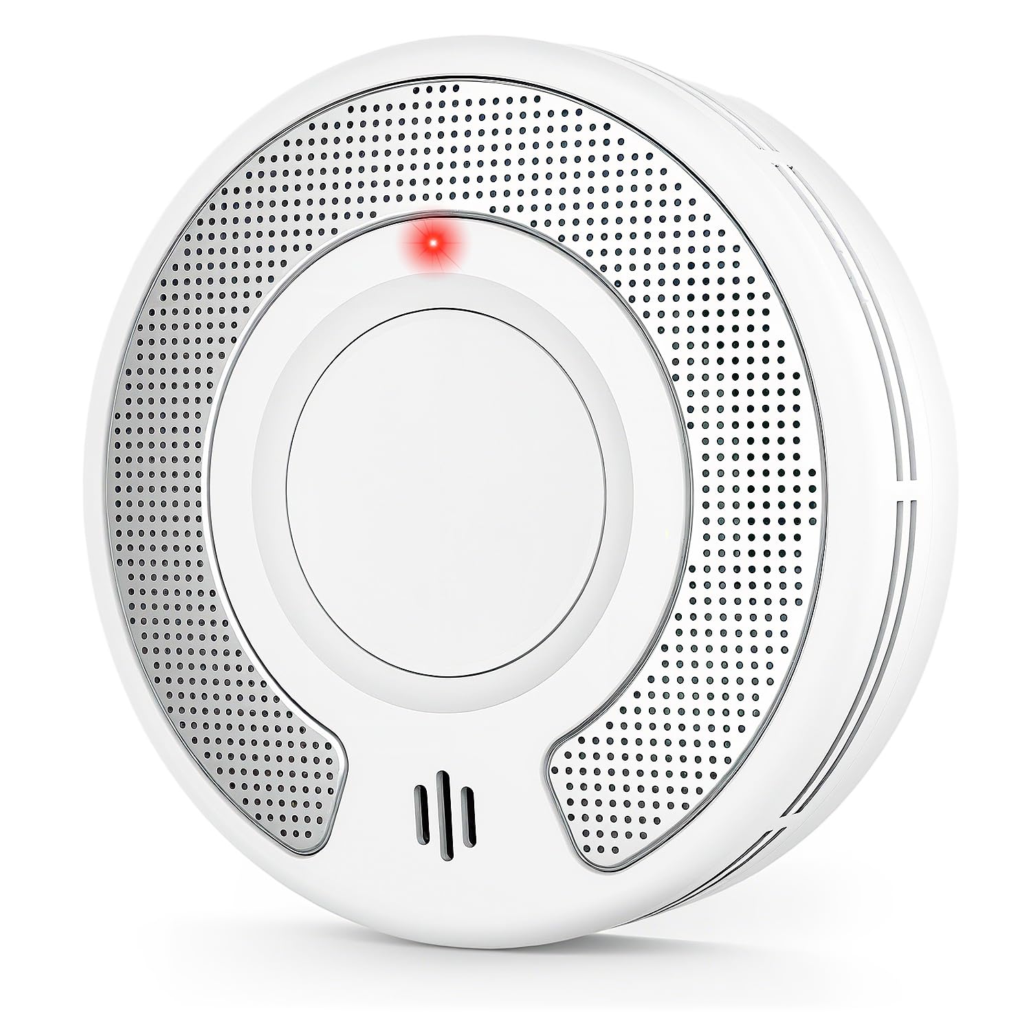 Wireless Interlinked Optical Smoke Alarm, 10-Year Battery Powered Smoke Detector for Home, Connect Multiple Alarms, Large Test/Silence Button, Fire Alarm for House, Bedroom, Hallway, White, 1 Pack