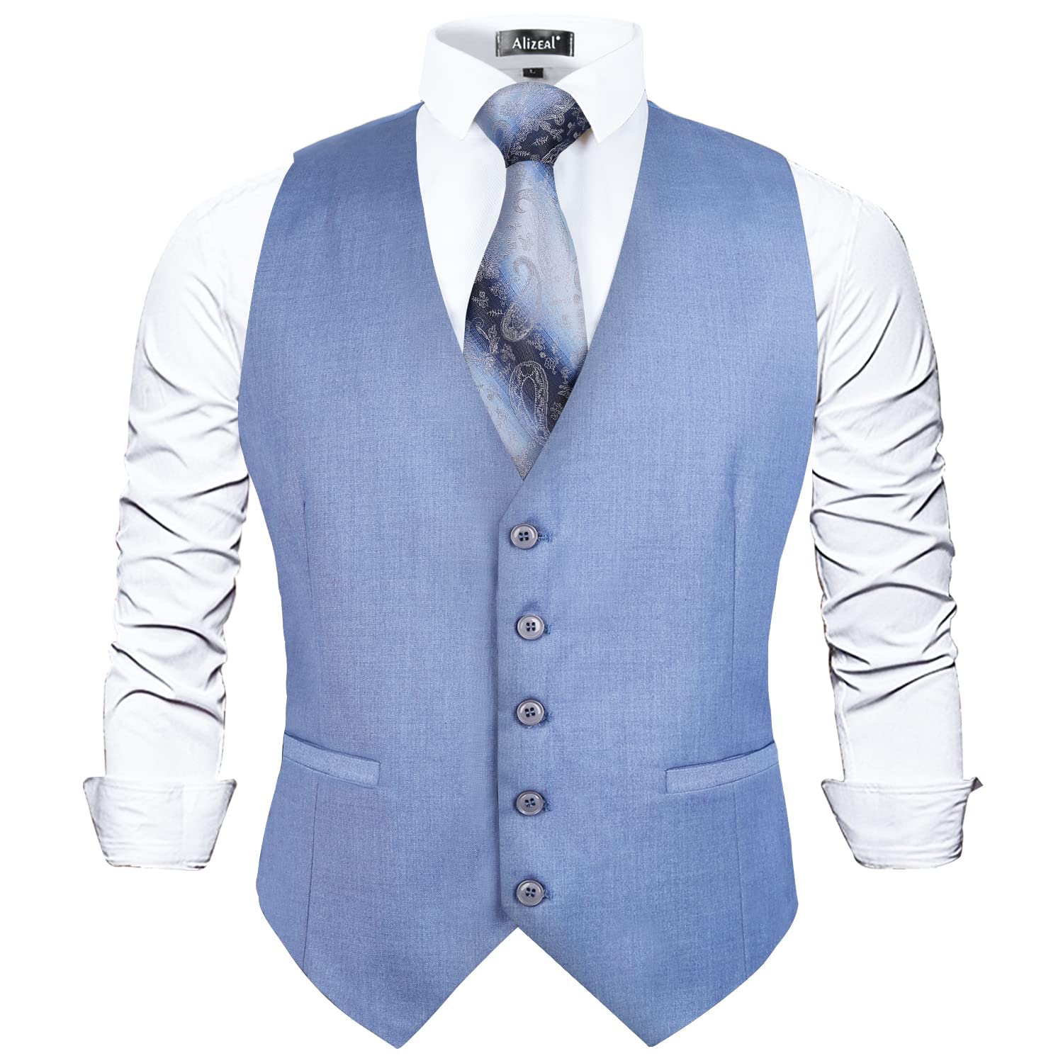 Alizeal Mens Classico Tinta unita Vestito Da Affari Gilet Vestibilità Regolare Smoking Gilet