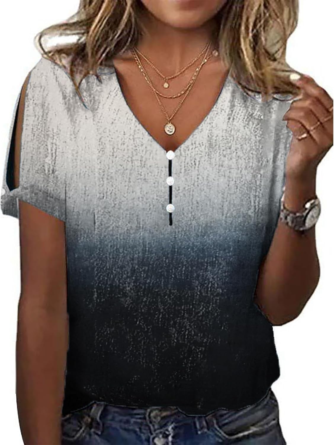 Boho Tops for Women Dressy Casual Japanese Art Cold Shoulder Plus Size 2025 Fashion...