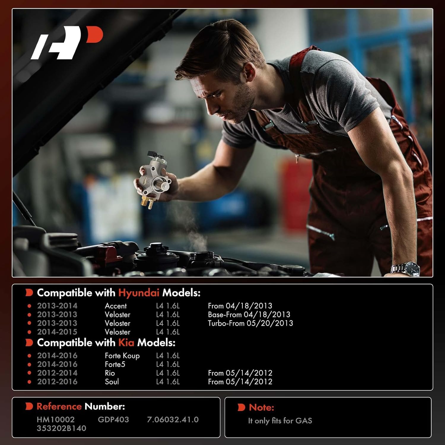 A-Premium High Pressure Fuel Pump Compatible with Kia Soul 2012-2016, Forte5/Forte Koup 2014-2016, Rio 2012-2014 & Hyundai Accent 2013-2014, Veloster 2013-2015, 1.6L, Gas