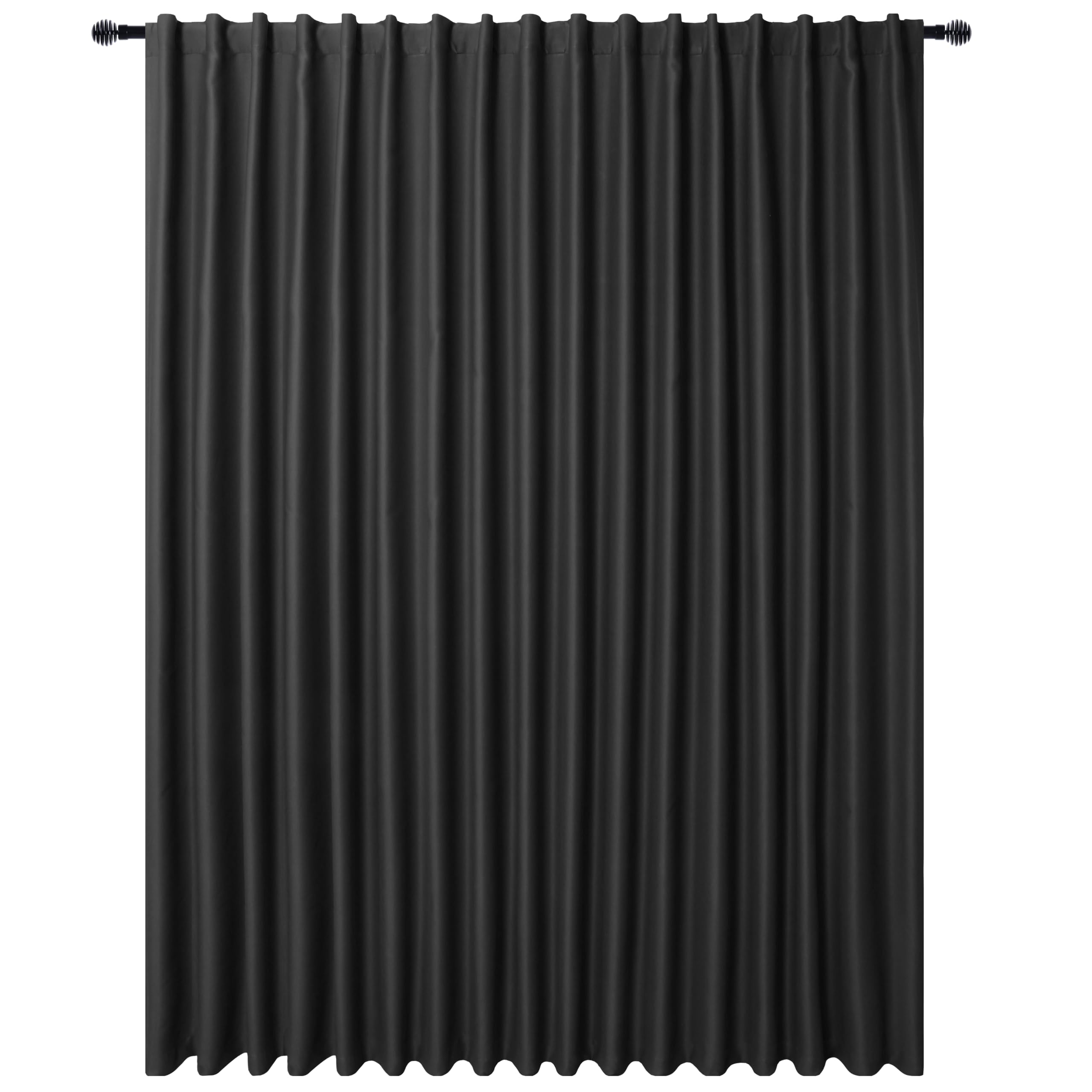 DWCN Rideau de séparation occultant thermique extra large, avec languette arrière et passe-tringle, pour fenêtre coulissante, terrasse, salon et chambre, 366 x 213,5 cm, noir