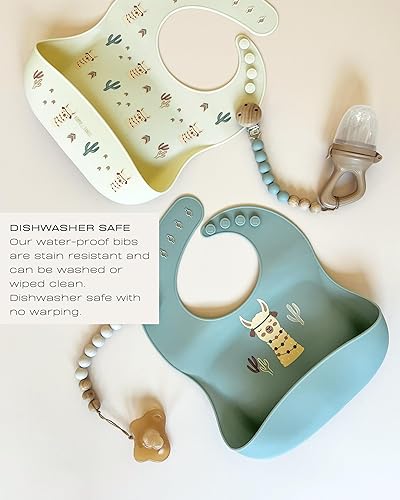 Miniatura 3 de Hippypotamus Baberos de silicona para bebé baberos impermeables suaves para bebés y niños pequeños juego de 2 arco iris