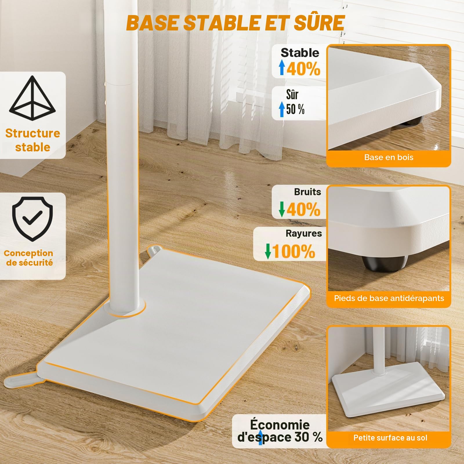 TVON Support TV au Sol pour Téléviseurs de 32 à 60 Pouces, Support TV Haut avec Pieds de Support, Support TVs d'angle Slim, Hauteur Réglable, Pivotant, Max VESA 400x400mm jusqu'à 40kg