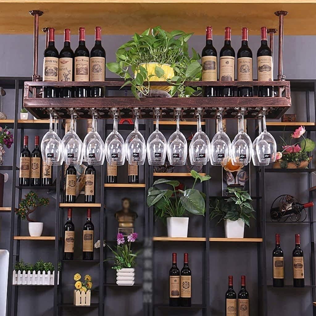 Amazon｜ヴィンテージメタル天井ワインラック、鉄製ハンギングマウント