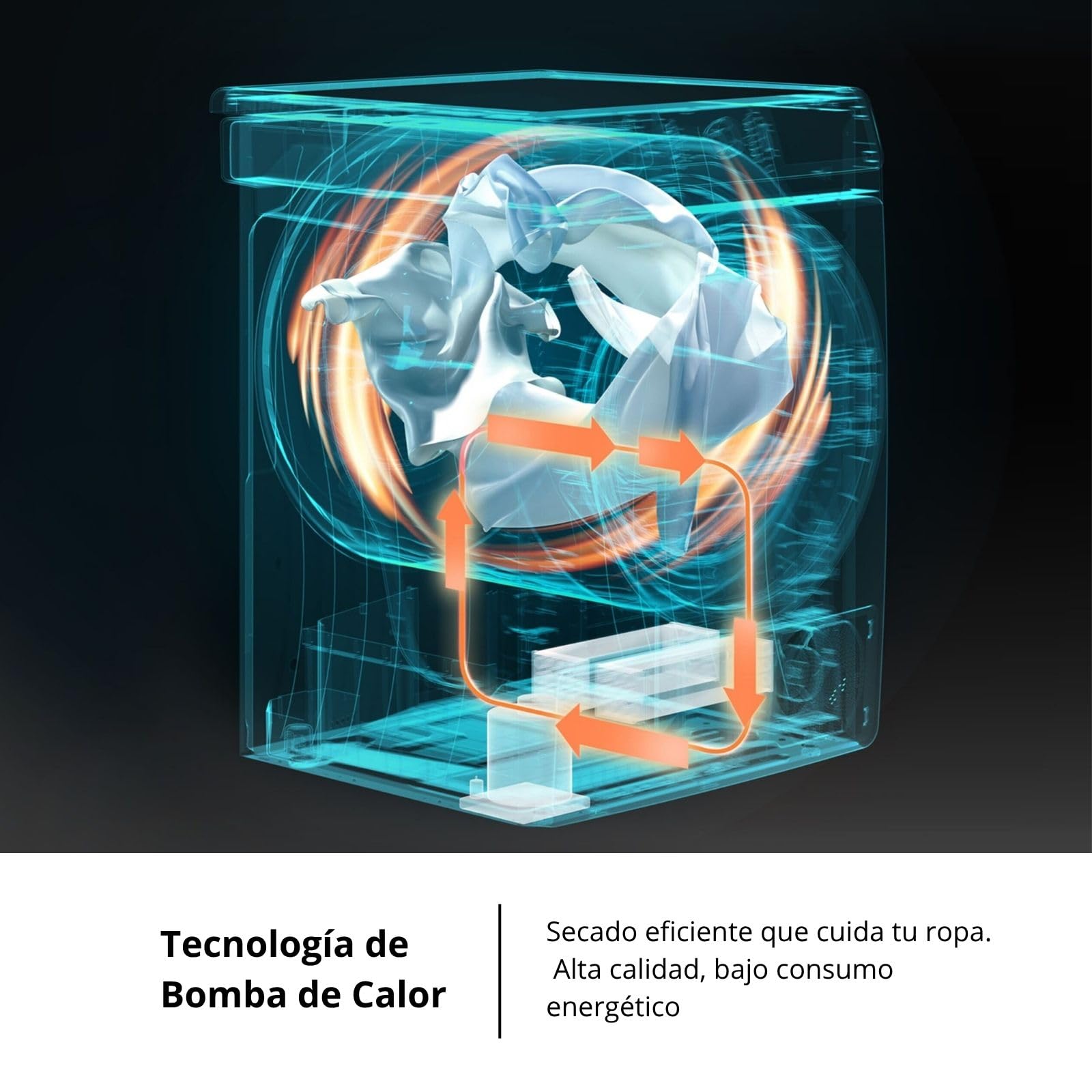 Corberó - Secadora Bomba de Calor Excellence | CSBCM850N | 8 kg | 84,5 x 60 x 59,5 cm | Motor Inverter | 5 Niveles de Secado | Purificación Luz UV | Tambor Inox | 65 dB | Negro | Clase C