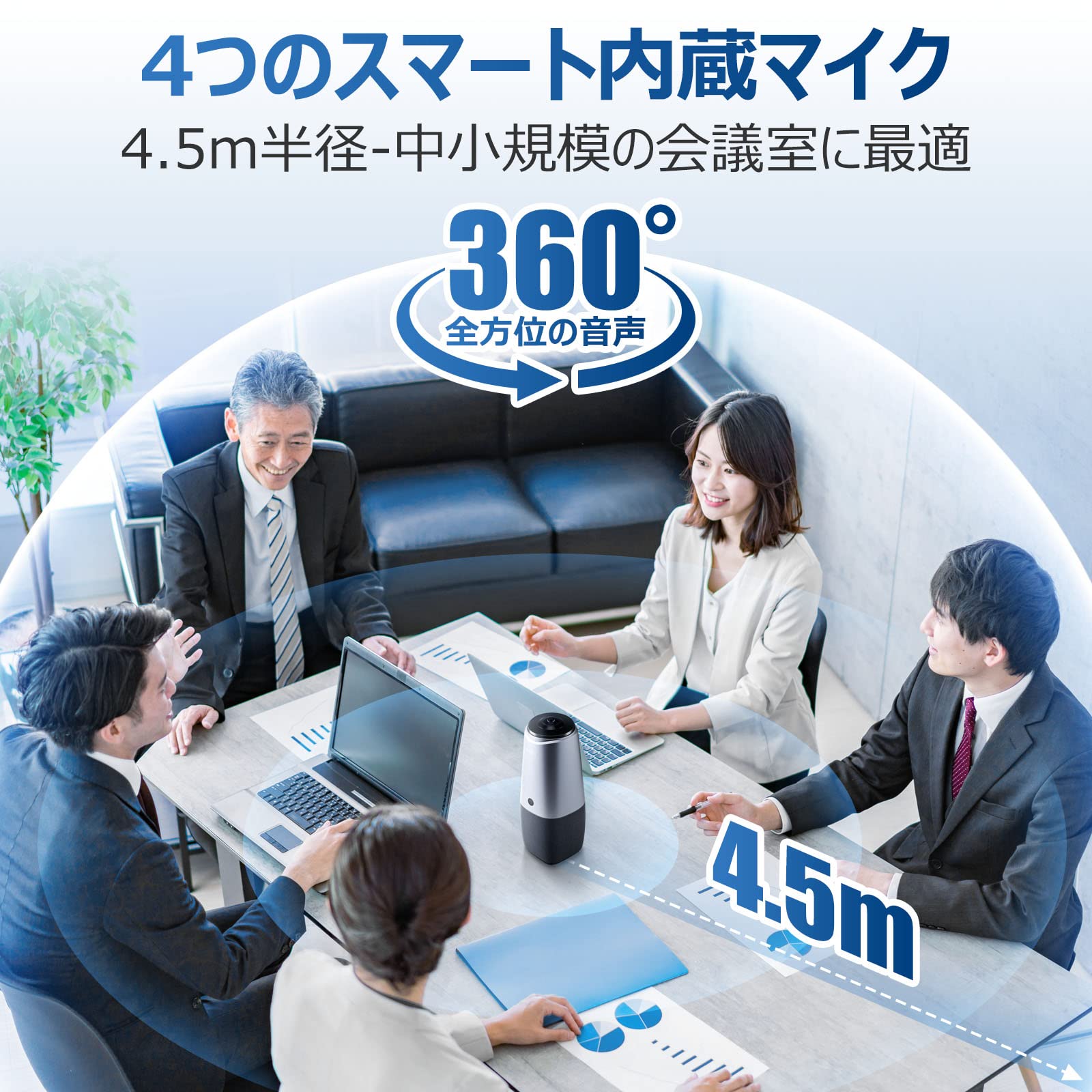 Amazon.co.jp: COOLPO AI Huddle PANA, 360度ビデオ会議カメラ, AI