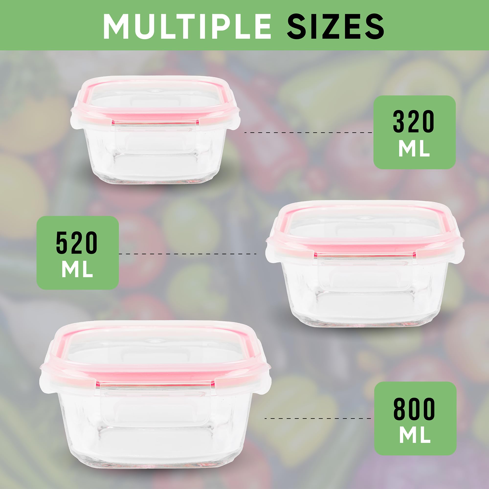 Boite Hermetique Alimentaire Verre - Boite De Conservation Alimentaire, Récipient en Verre pour Conservation Alimentaire Peu Encombrants Pour Micro-Ondes Et Congélateur (Set de 3, Rouge)