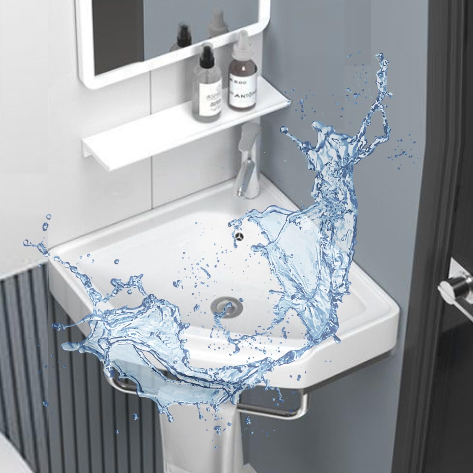 Kleines Eckwaschbecken Zur Wandmontage Dreieckiges Wandwaschbecken Handwaschbecken Klein Gäste Wc Keramik Eckwaschbecken Waschbecken Wandmontage Mit Überlauf Für Kleine Garderobe,Badezimmer