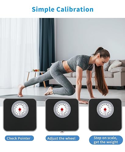 Miniatura 3 de Báscula analógica para peso corporal, báscula de baño mecánica, escala de peso analógica de 300 libras, escala de esfera con plataforma
