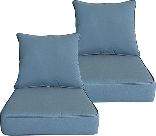 COZYVIDA Outdoor/Indoor 24x24 inch Deep Seat Patio Cushions Set of 2 Res...