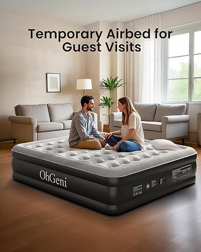 Miniatura 6 de OhGeni Colchón de aire King de 18 pulgadas con bomba incorporada para invitados, cama inflable inflable con bolsa de transporte para campamento,