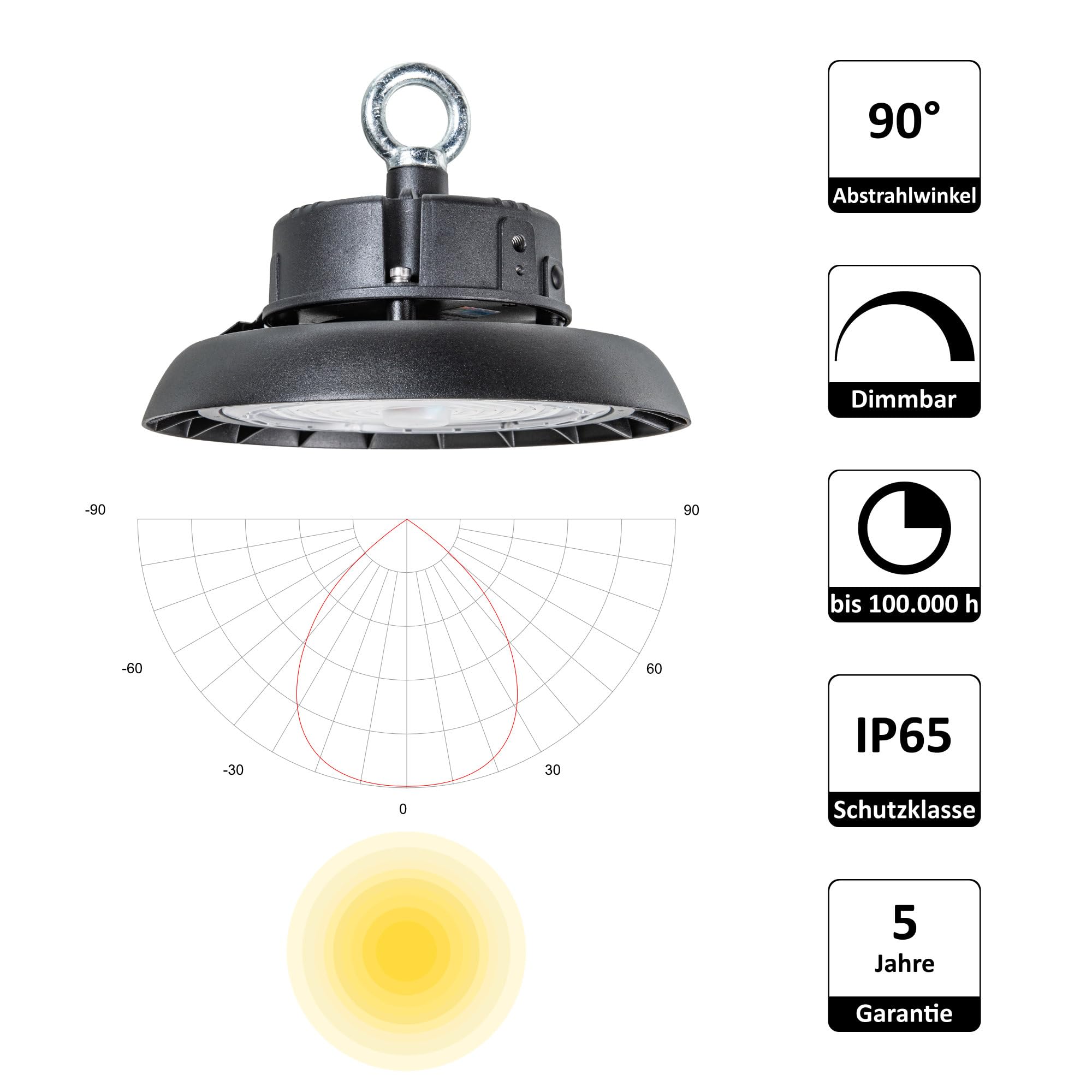 illumitec UFO LED Hallenstrahler Industrielampe High Bay Light 100W