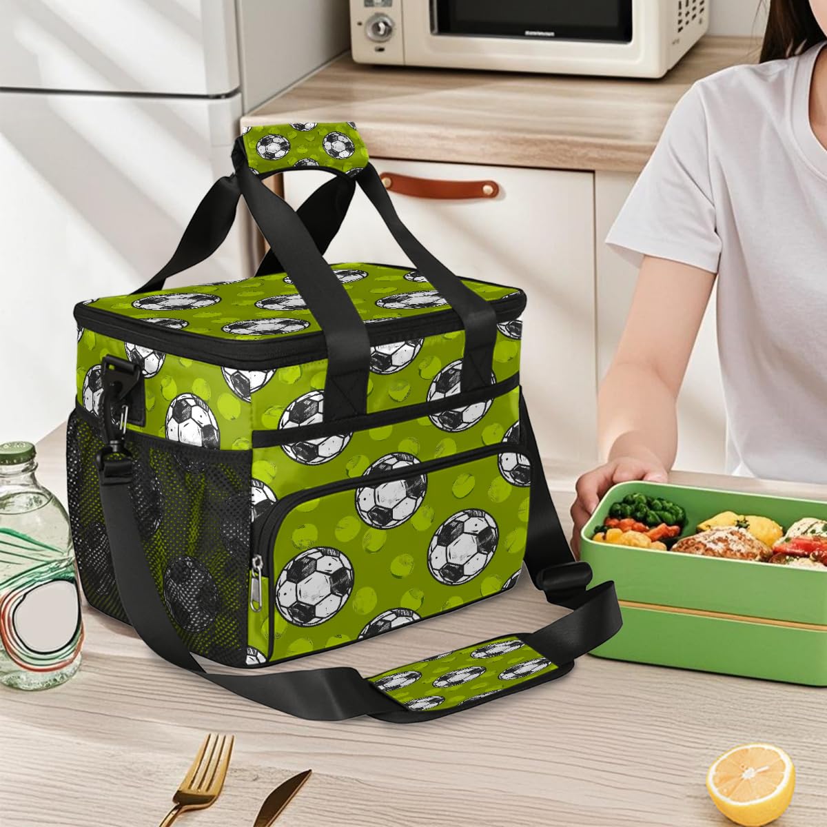 Mexpekil Borsa termica per il pranzo riutilizzabile a prova di perdite, verde, per picnic, picnic, sport, palloni da calcio, borsa termica per donne, uomini, lavoro, campeggio, spiaggia, ufficio, 24