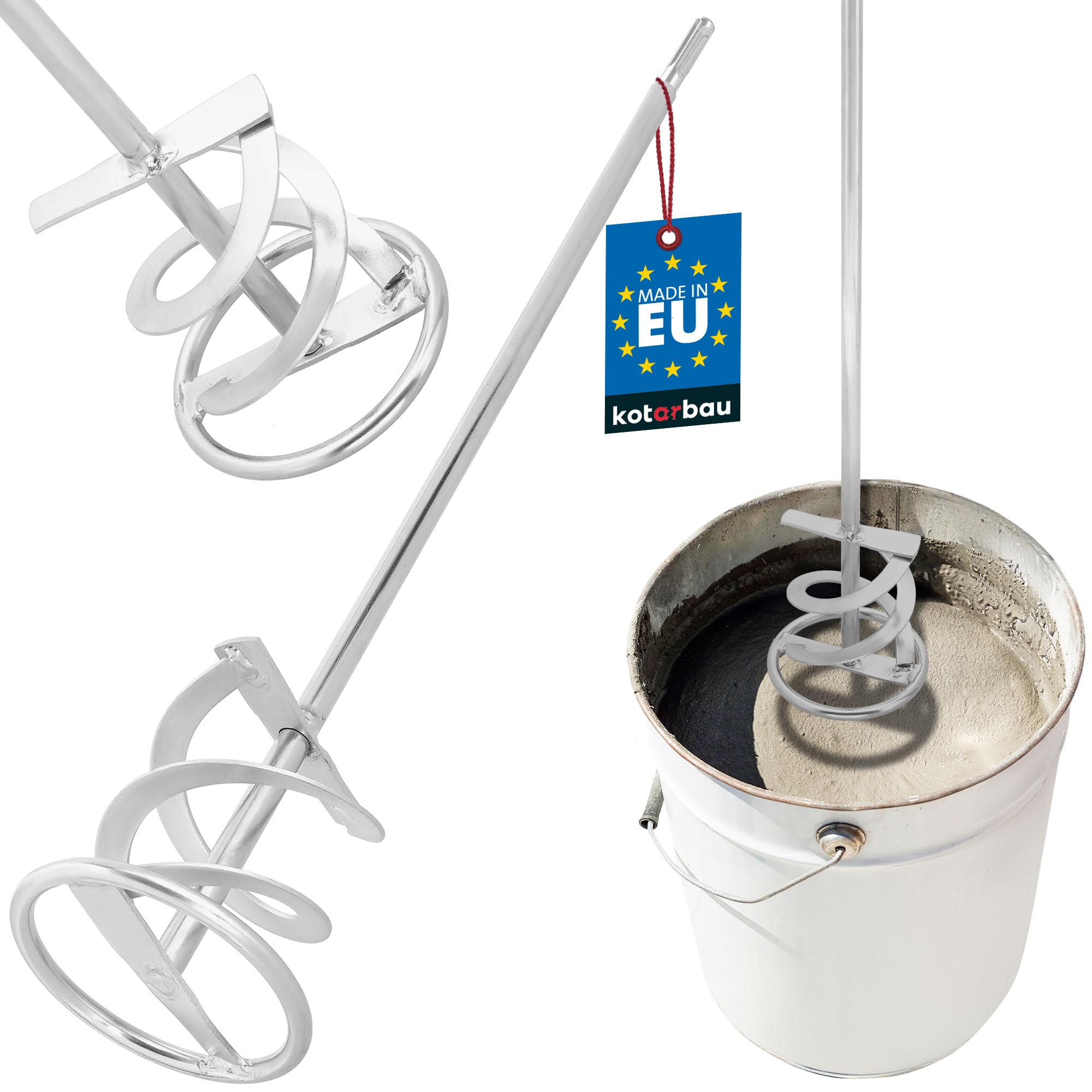 KOTARBAU® Mörtelrührer Spiralmischer 120 mm für Zement Putz Gips Farben Rührkorb Wendelrührer Rondenrührer Farbrührer Rührquirl Gipsrührer SDS Plus