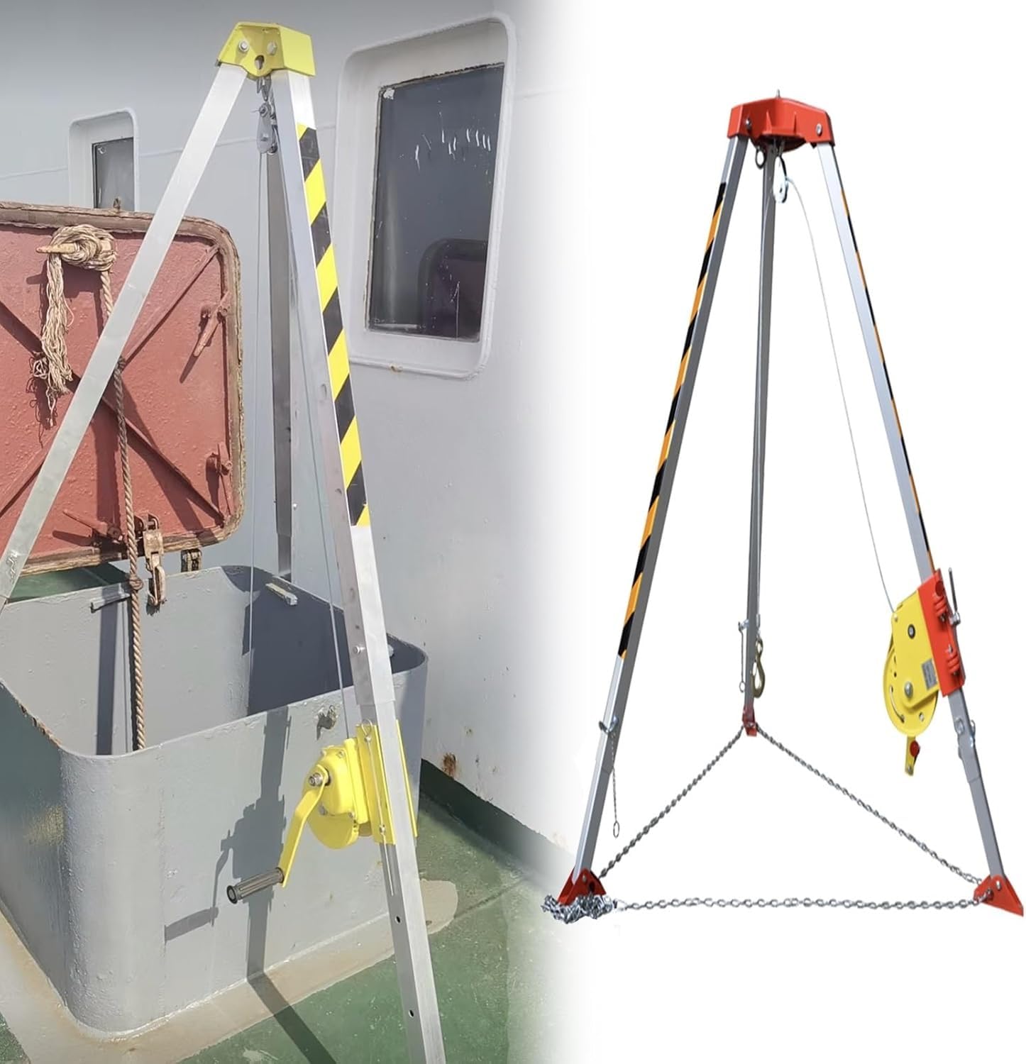 1200 1800 2600 Libras Trípode de Rescate para el Rescate en el Espacio confinado, con Dispositivo de autobloqueo de Seguridad y arnés(1200LBS Winch+Safe Belt)