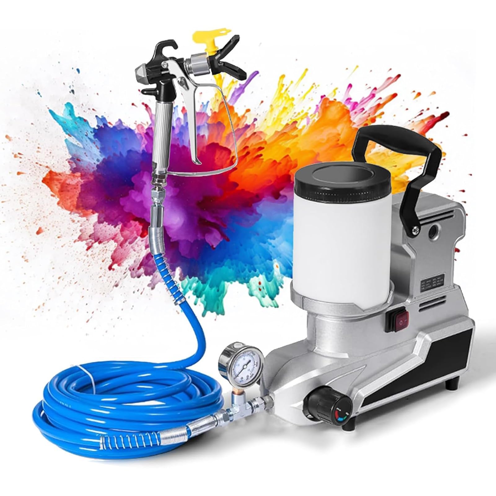 Macchina elettrica per verniciatura a spruzzo da Parete da 2,5 l/min, spruzzatore di Vernice airless Portatile, Tre Velocità Regolabili con Tubo da 5 m, Macchina per spruzzatura di Vernice