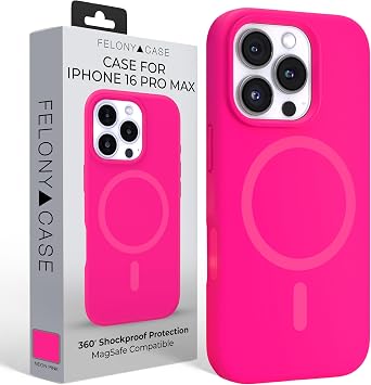 FELONY CASE for iPhone 16 Pro Max Silicone Case MagSafe, Neon Pink | Liquid Silicone, Microfiber Lining, Non-Slip Grip, Wireless Charging, 360 Protection Cover, Anti-Scratch, Vivid Colors
