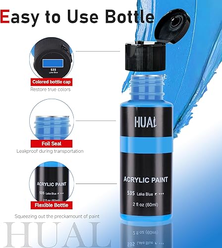 Miniatura 5 de Juego de pintura acrílica con 5 pinceles, 24 colores (2.0 fl oz, 2 onzas) para artistas, niños, principiantes y pintores,