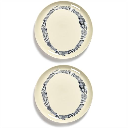 Serax White Blue Dinner Plates | Feast tableware by Ottolenghi | Dishes Set for 2 | Stoneware Microwave Safe Plates | Dish Set | Farmhouse Kitchen and Dinnerware Sets | Luxury