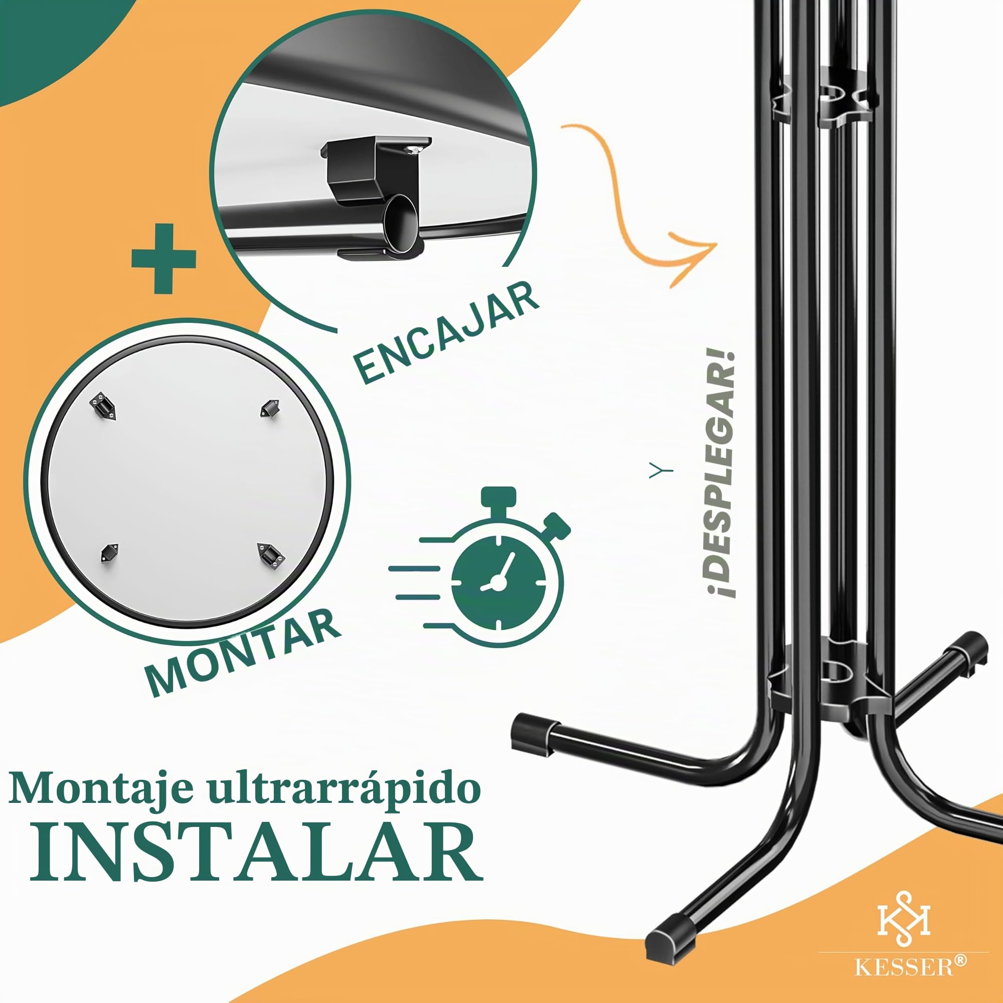 KESSER® Mesa Alta Plegable Bistró | Placa de Acero Inoxidable recubierta de Polvo | Patas Ajustables en Altura | Interior y Exterior | Mesa de Fiesta con Funda Ø 80 cm, Negro