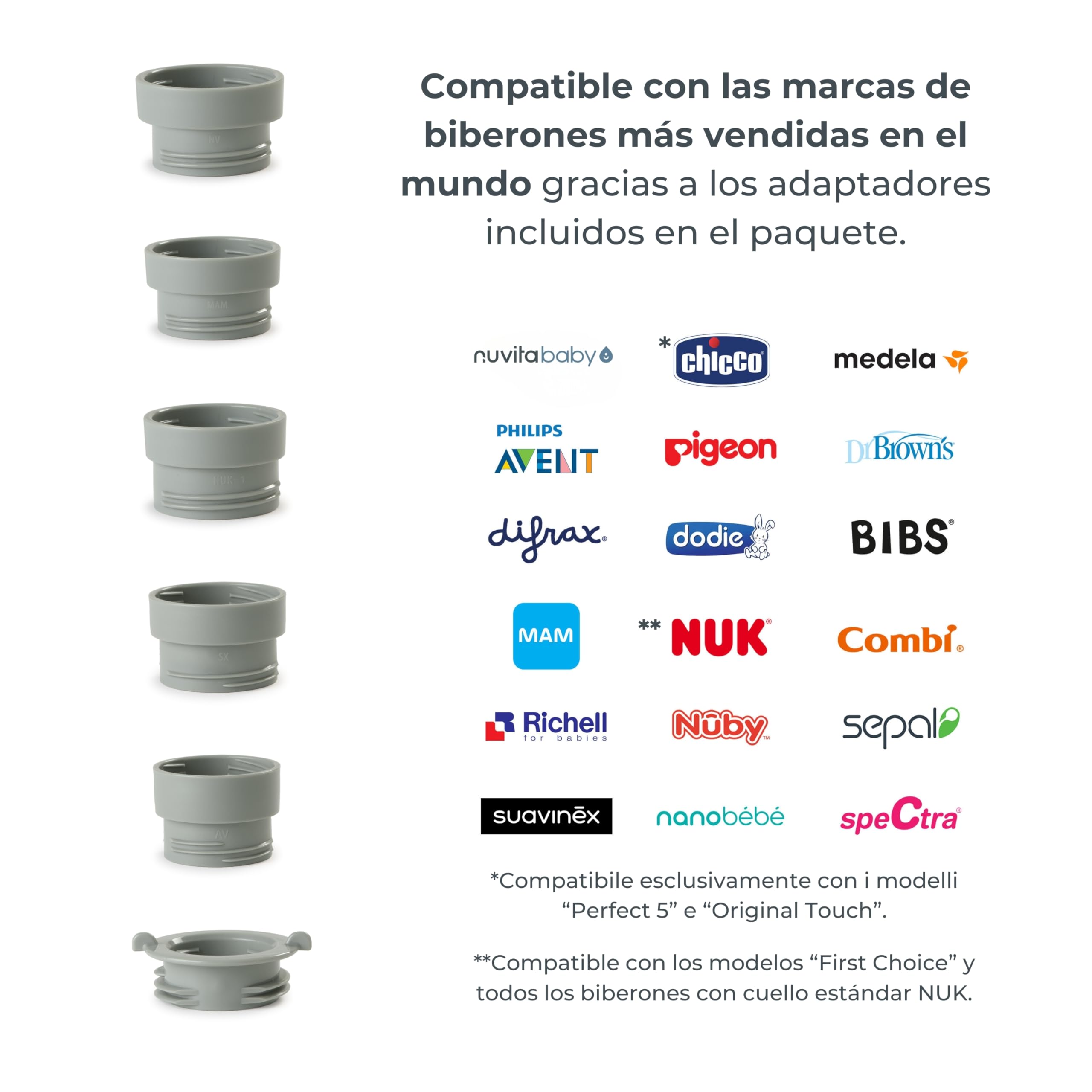 Nuvita 1163 Warm’n’Mix Calentador de Biberones Portátil con batería y Función de Calentamiento y Mezcla – Calentamiento Rápido en 3 Minutos, 4 Configuraciones de Temperatura, Compatibilidad Universal