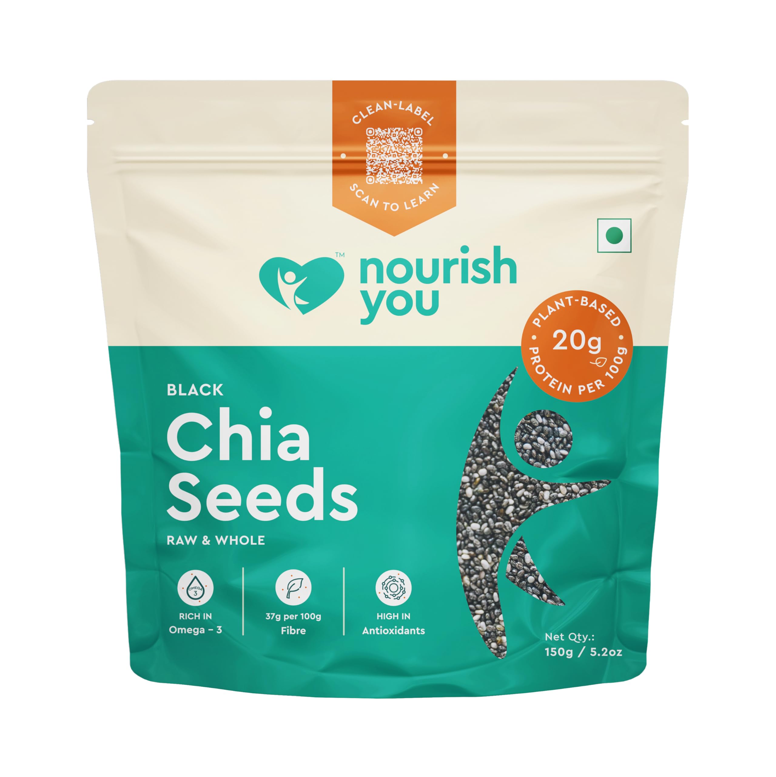 Chia Seeds 150g - 100% Clean Seed for Eating | Helps in Weight Management | Rich in Calcium, Protein & Fiber, Omega 3 and Antioxidant | Healthy Snacks