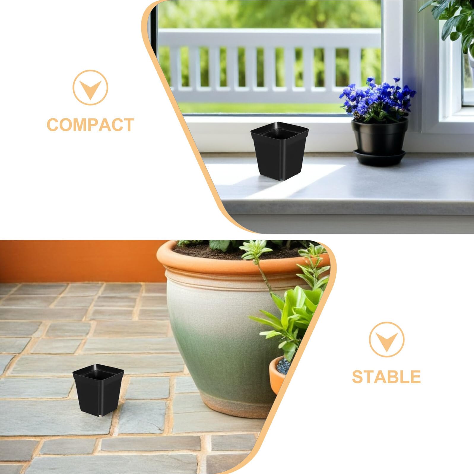 100 Pots Plastique de Pièces Noirs Pépinière Carrés pour Plantes