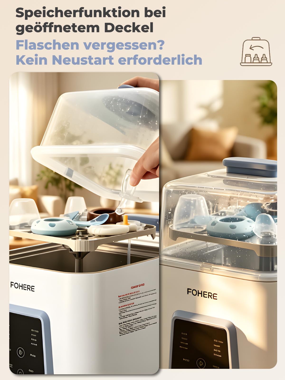 Babyflaschenreiniger Sterilisator Trockner, All-in-One Babyflaschen Geschirrspüler Pro | 168h sterile Aufbewahrung, Flaschen, Pumpenteile und Babyartikel, Ersetzt das Spülen von Hand