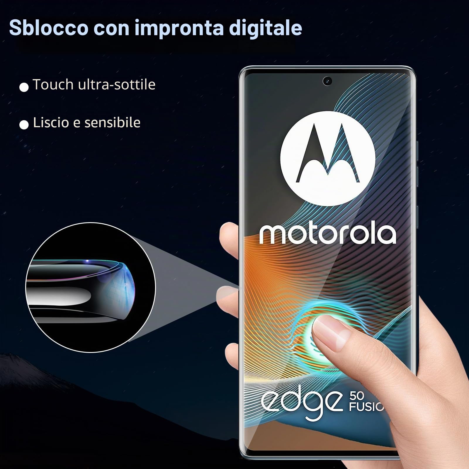 QULLOO Pellicola Protettiva per Motorola Moto Edge 50 Fusion [2 Pezzi] + Pellicola Fotocamera [2 Pezzi], 9H Durezza HD Chiaro Pellicola Vetro Temperato