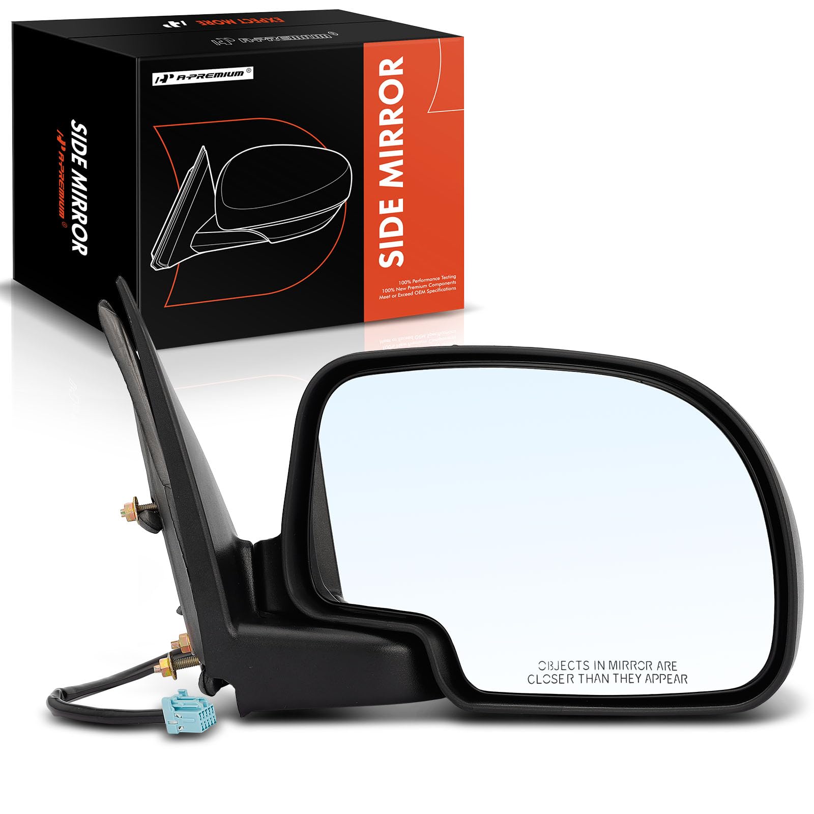 Photo 1 of A-Premium Passenger Side Power Door Mirror - Compatible with Chevy Silverado 1500 2500 HD 3500 Classic, Tahoe, Suburban 1500 2500 & GMC Sierra 1500 - Heated Manual Folding Outside Rear View Mirror Right Passenger Side