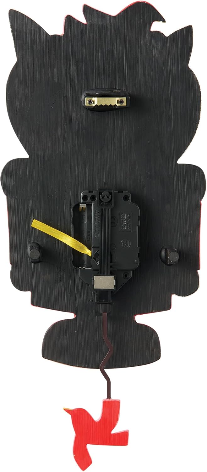 Enesco Allen Designs Cat and Bird Such Nuts Battery-Operated Pendulum Wall Clock, 12.01 Inch, Multicolor