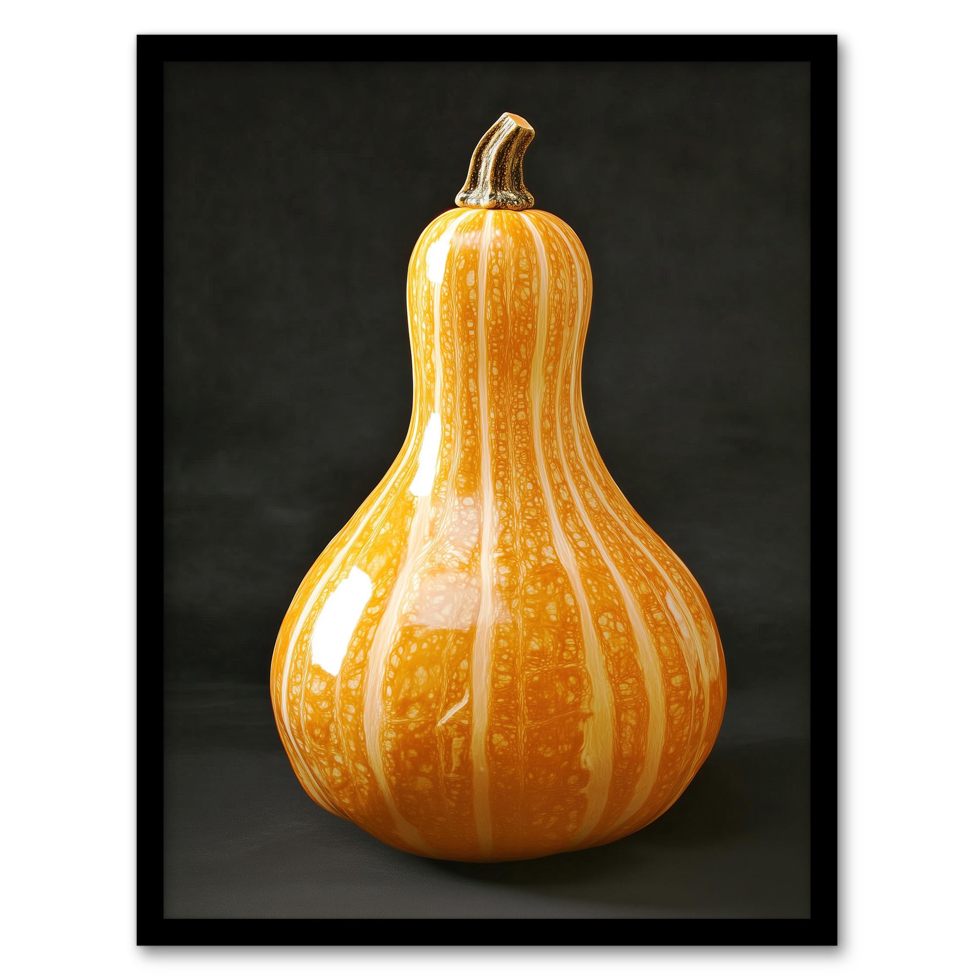 Artery8 Shiny Butternut Squash Pumpkin Photograph Kitchen Artwork Framed Wall Art Print A4