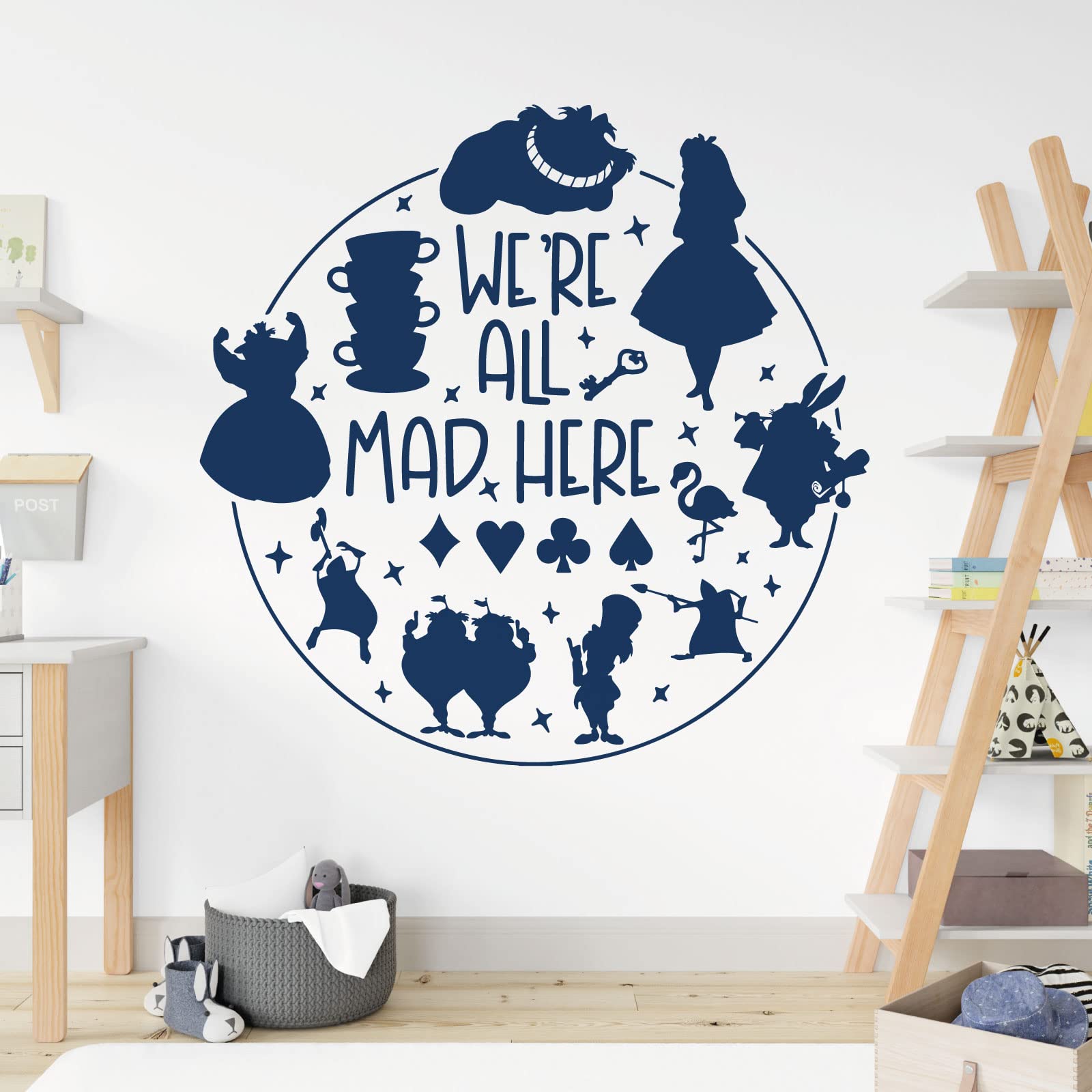 We're All Mad Here - Alice in Wonderland Story - Book Film Quote Decal Wall Sticker [Large] [Ultramarine]