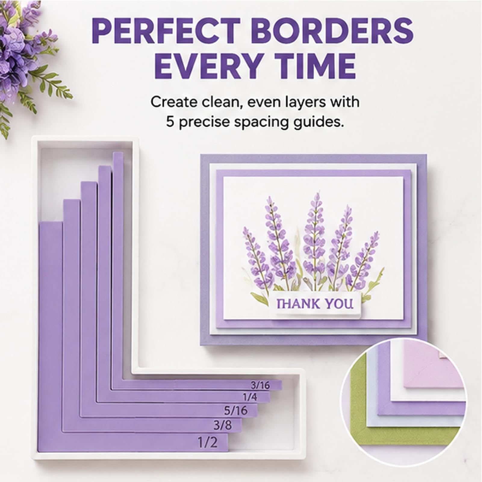 Kartenherstellungsanleitungen | Papierbastelwerkzeug | Ausrichtungsführungen für Karten und Schichtabstände | für präzise Positionierung, Mattierung, Scrapbooking, Stempeln, perfekte Ränder