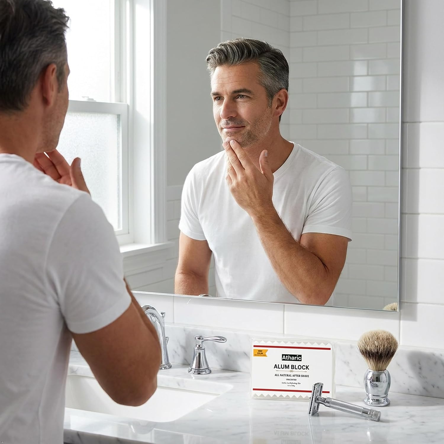 Alum Stone Alum Block 100% Pure-Potassium Crystal Natural Unscented Deodorant & Aftershave Soothes Razor Burn Stops Bleeding Non-Staining Alcohol-Free