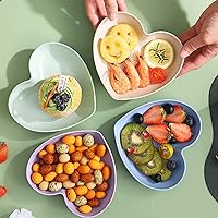 Vista 5 de Incauca Paquete de 5 mini salsas con forma de corazón de 6 pulgadas, paja de trigo irrompible, platos de postre pequeños, platos de ensalada