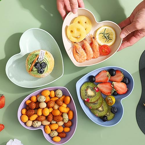 Miniatura 5 de Paquete de 5 mini salsas con forma de corazón de 6 pulgadas, paja de trigo irrompible, platos de postre pequeños, platos de ensalada para